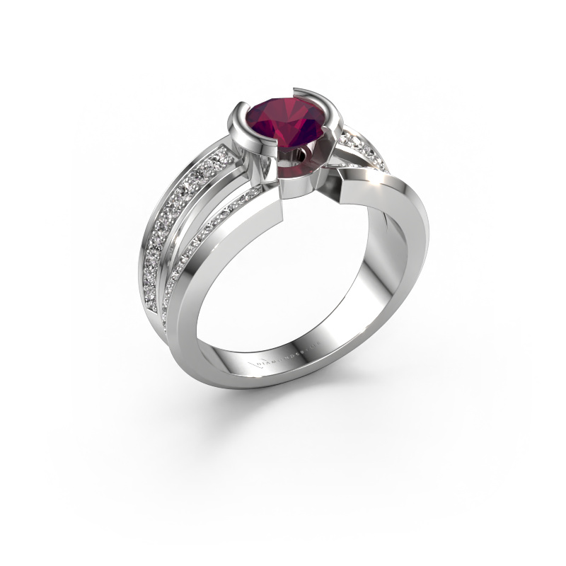 Image de Bague pour homme Rowan 585 or blanc Rhodolite 6.5 mm