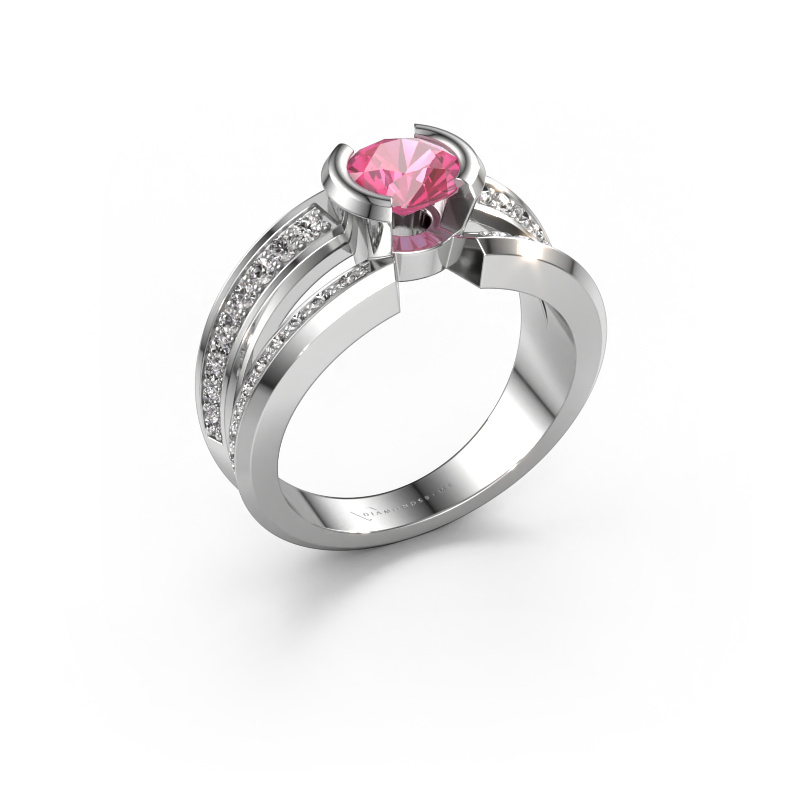 Image de Bague pour homme Rowan 585 or blanc Saphir rose 6.5 mm