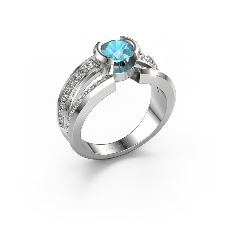 Image of Men's ring Rowan 950 platinum Blue topaz 6.5 mm