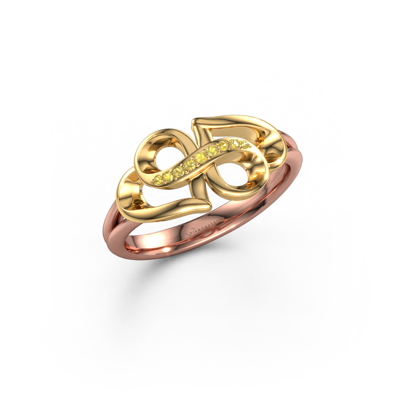 Image de Bague rowie 585 or rose Saphir jaune 0.9 mm