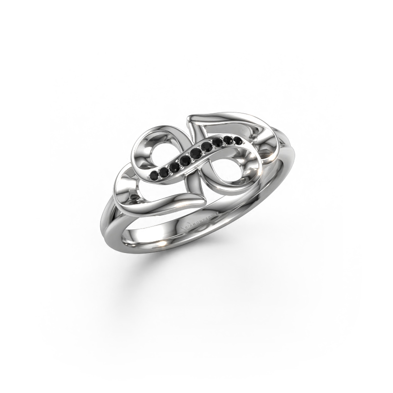 Image de Bague rowie 950 platine Diamant noir 0.05 crt