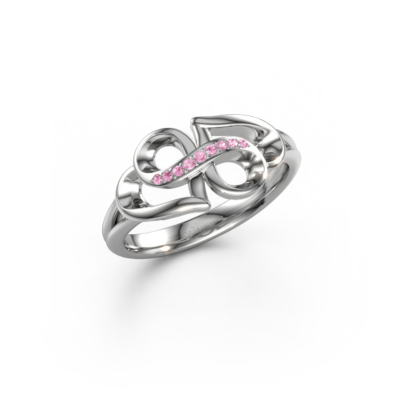 Image de Bague rowie 950 platine Saphir rose 0.9 mm