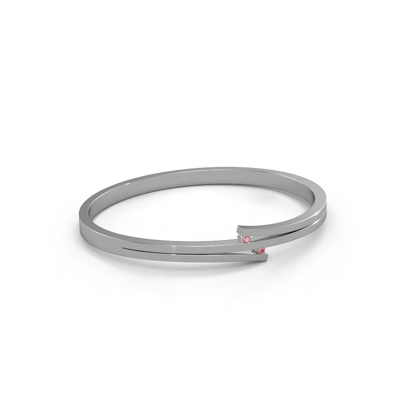 Image de Bracelet Roxane 585 or blanc Rose tourmaline 2 mm