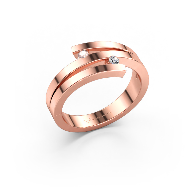 Immagine di Anello Roxane 585 oro rosa Morganite champagne 2 mm