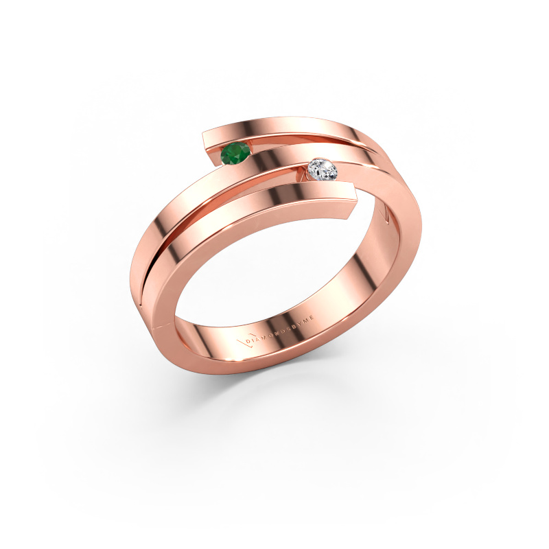 Immagine di Anello Roxane 585 oro rosa Smeraldo 2 mm