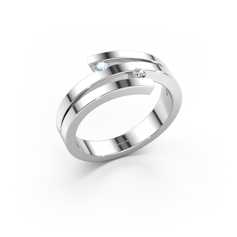 Bild av Ring Roxane 585 vitt guld Akvamarin 2 mm