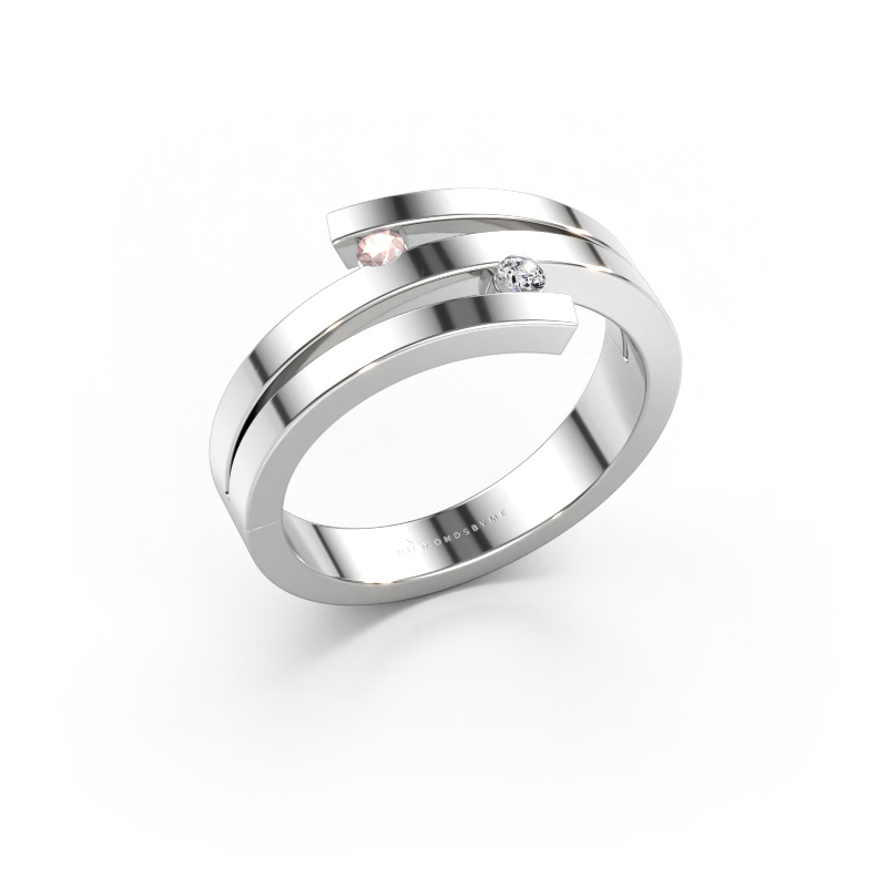 Bild av Ring Roxane 585 vitt guld Champagnefärgad morganit 2 mm