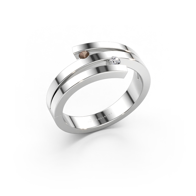 Immagine di Anello Roxane 585 oro bianco Quarzo fumé 2 mm