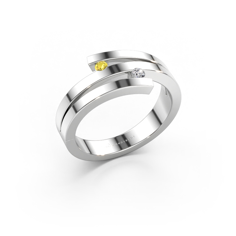 Immagine di Anello Roxane 585 oro bianco Zaffiro giallo 2 mm