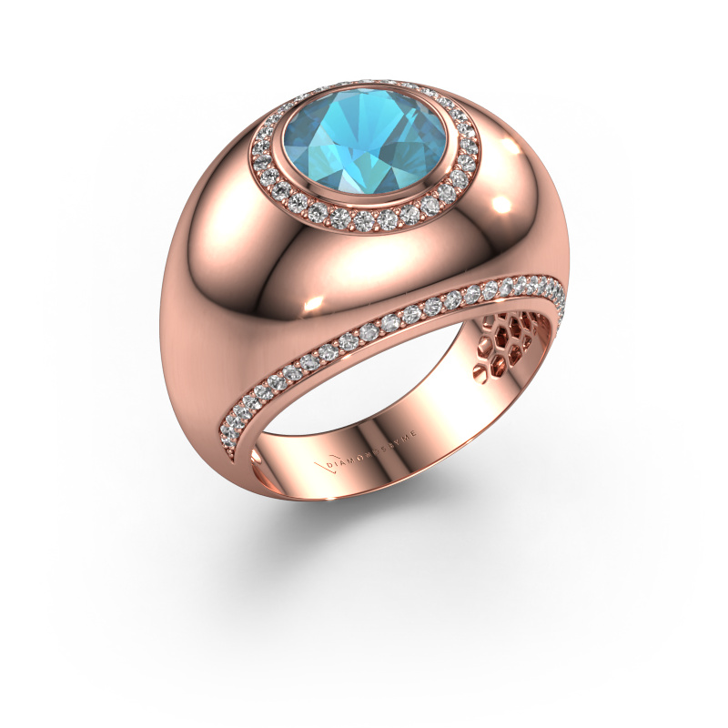 Image of Ring Roxann 585 rose gold Blue topaz 8 mm