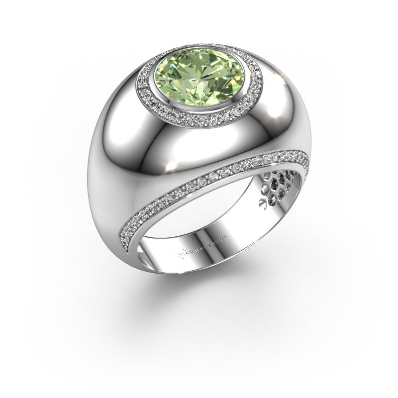 Image of Ring Roxann 585 white gold Green lab grown diamond 8 mm