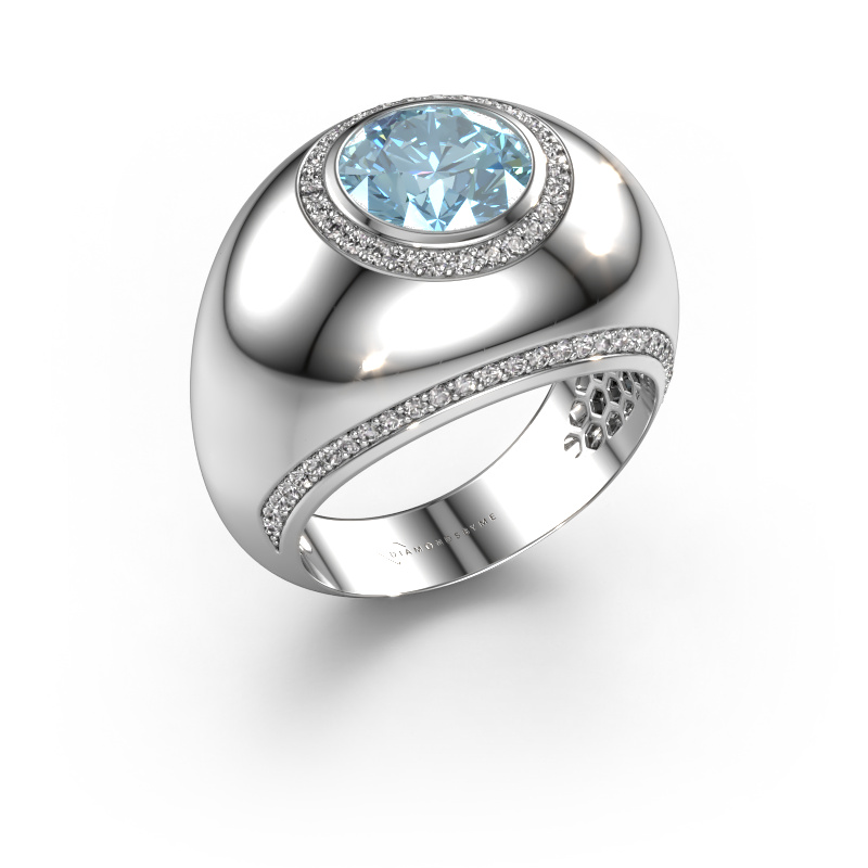 Image of Ring Roxann 585 white gold Blue lab grown diamond 8 mm