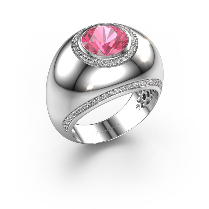 Afbeelding van Ring Roxann 585 witgoud Roze saffier 8 mm