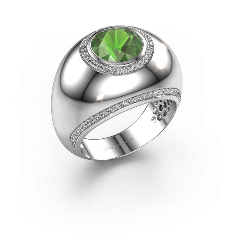 Image of Ring Roxann 585 white gold Tourmaline green 8 mm