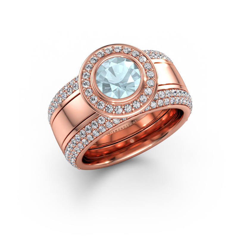 Immagine di Anello Roxie 585 oro rosa Acquamarina 6.5 mm