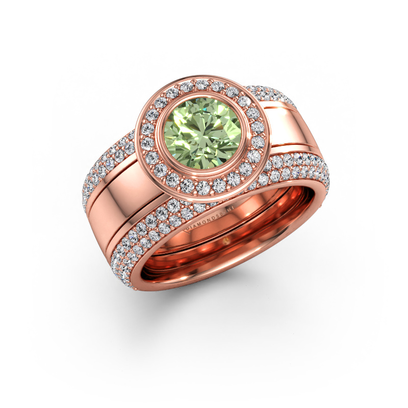 Immagine di Anello Roxie 585 oro rosa Diamante lab grown verde 6.5 mm
