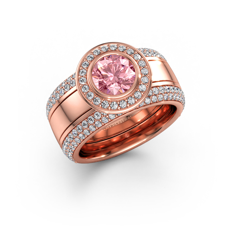 Immagine di Anello Roxie 585 oro rosa Diamante lab grown rosa 6.5 mm