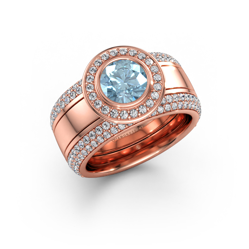 Immagine di Anello Roxie 585 oro rosa Diamante lab grown blu 6.5 mm