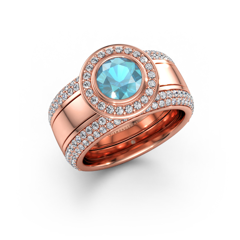 Immagine di Anello Roxie 585 oro rosa Topazio blu 6.5 mm