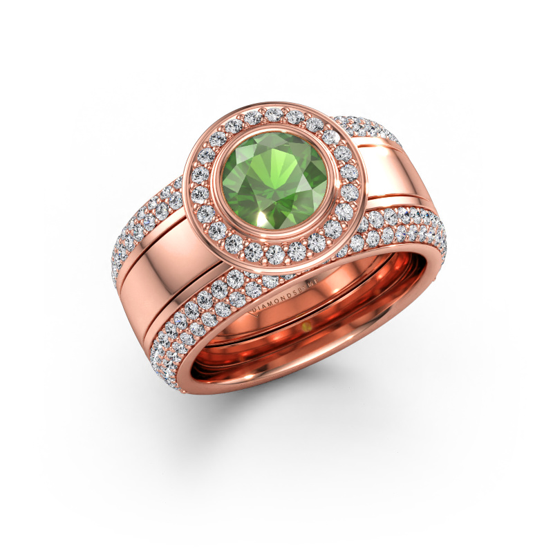 Immagine di Anello Roxie 585 oro rosa Tormalina verde 6.5 mm