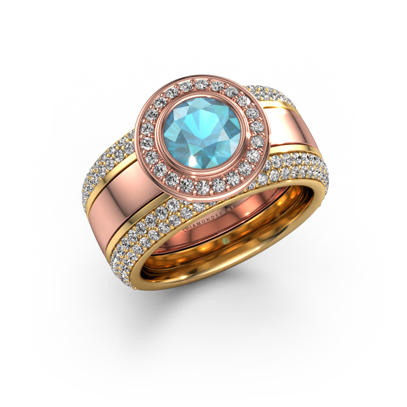 Bild von Ring Roxie 585 Roségold Blau Topas 6.5 mm