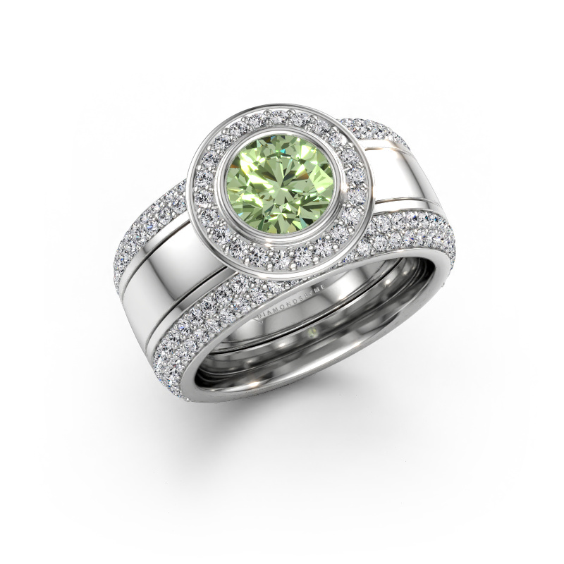 Bild av Ring Roxie 585 vitt guld Grön labbodlad diamant 6.5 mm
