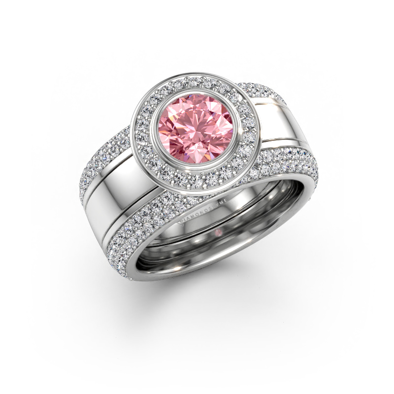 Bild av Ring Roxie 585 vitt guld Rosa labbodlad diamant 6.5 mm