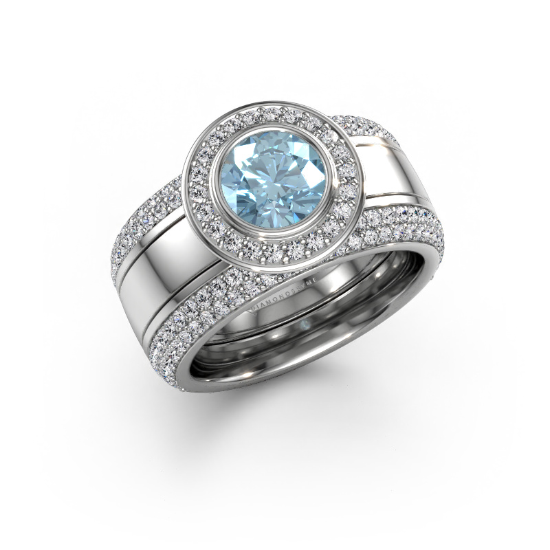Bild von Ring Roxie 950 Platin Blauer Labordiamant 6.5 mm