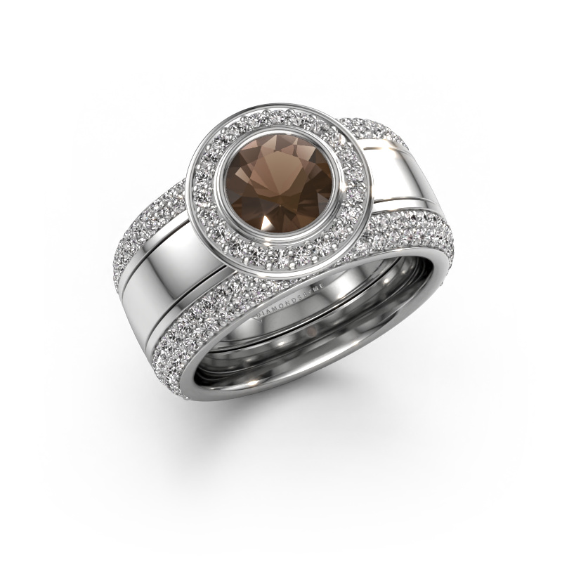 Image of Ring Roxie 950 platinum Smokey quartz 6.5 mm