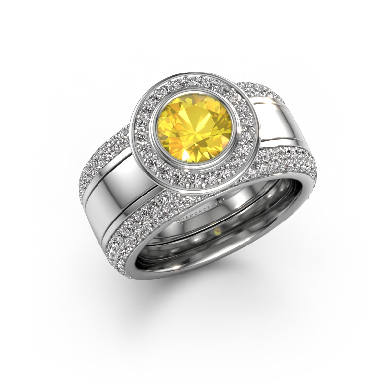 Image de Bague Roxie 950 platine Saphir jaune 6.5 mm