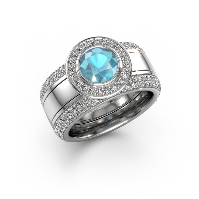 Image of Ring Roxie 950 platinum Blue topaz 6.5 mm
