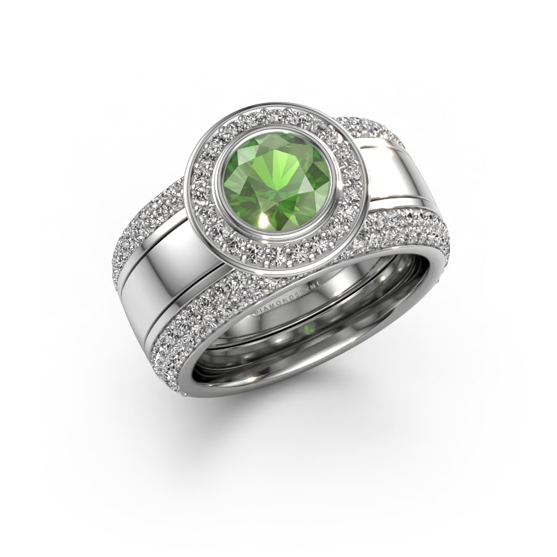 Image of Ring Roxie 950 platinum Tourmaline green 6.5 mm