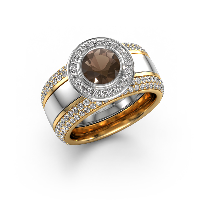 Image of Ring Roxie 585 white gold Smokey quartz 6.5 mm