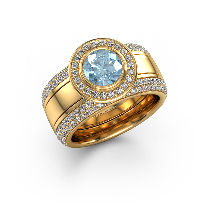 Image of Ring Roxie 585 gold Blue lab grown diamond 6.5 mm