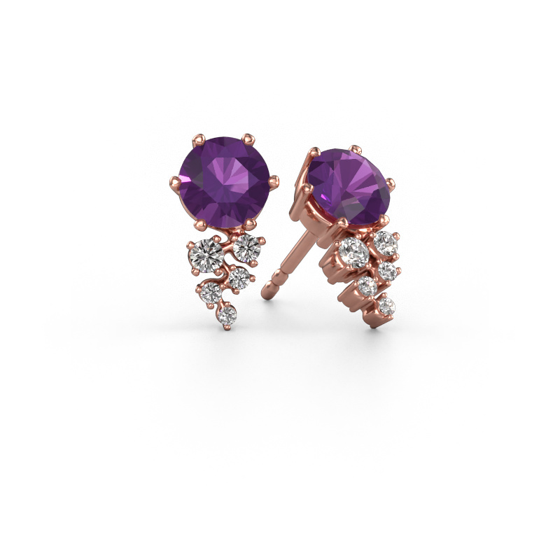 Image of Earrings Royce 585 rose gold Amethyst 6 mm