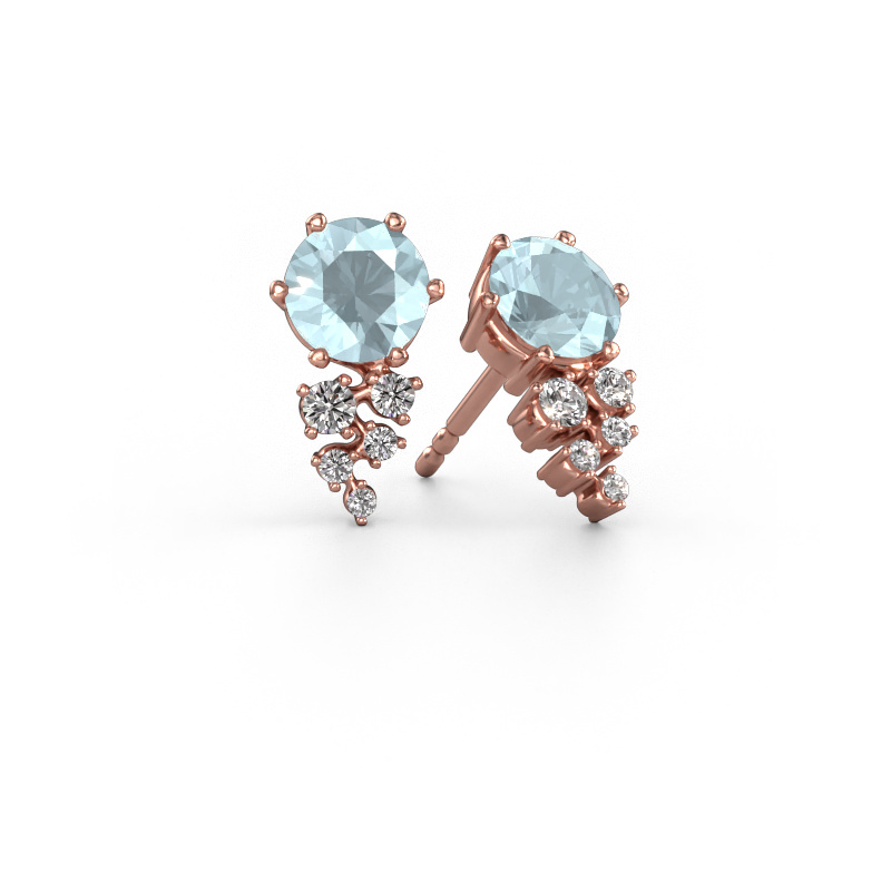 Afbeelding van Oorbellen Royce 585 rosé goud Aquamarijn 6 mm