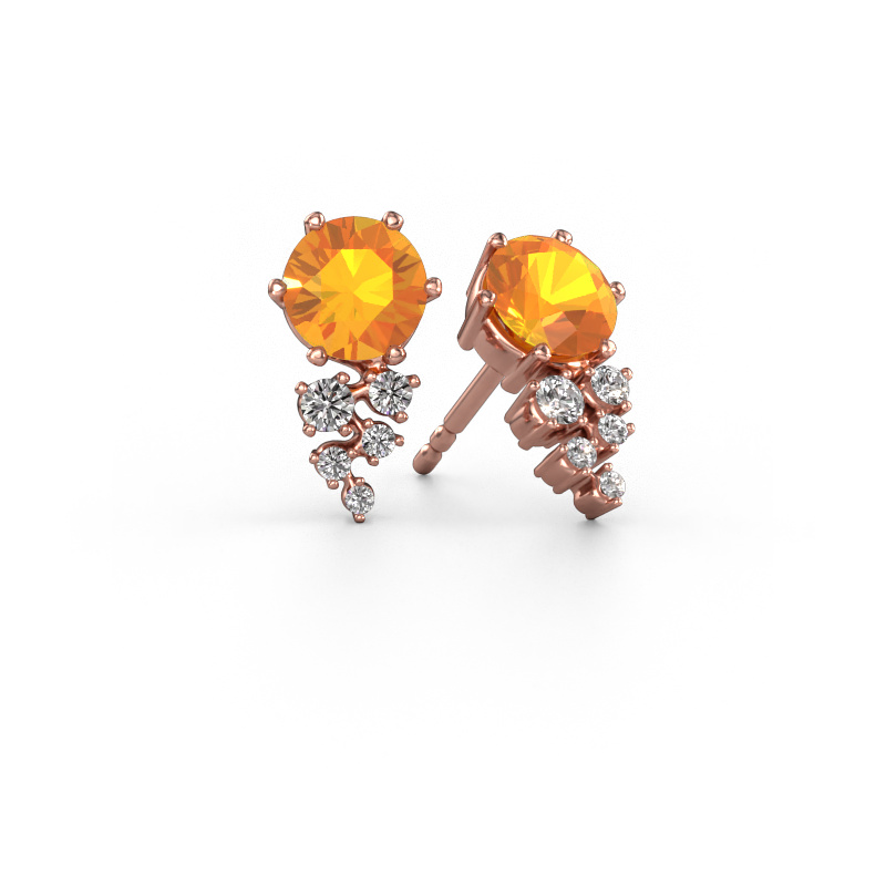 Image of Earrings Royce 585 rose gold Citrin 6 mm