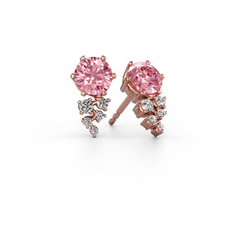 Image of Earrings Royce 585 rose gold Pink lab grown diamond 6 mm