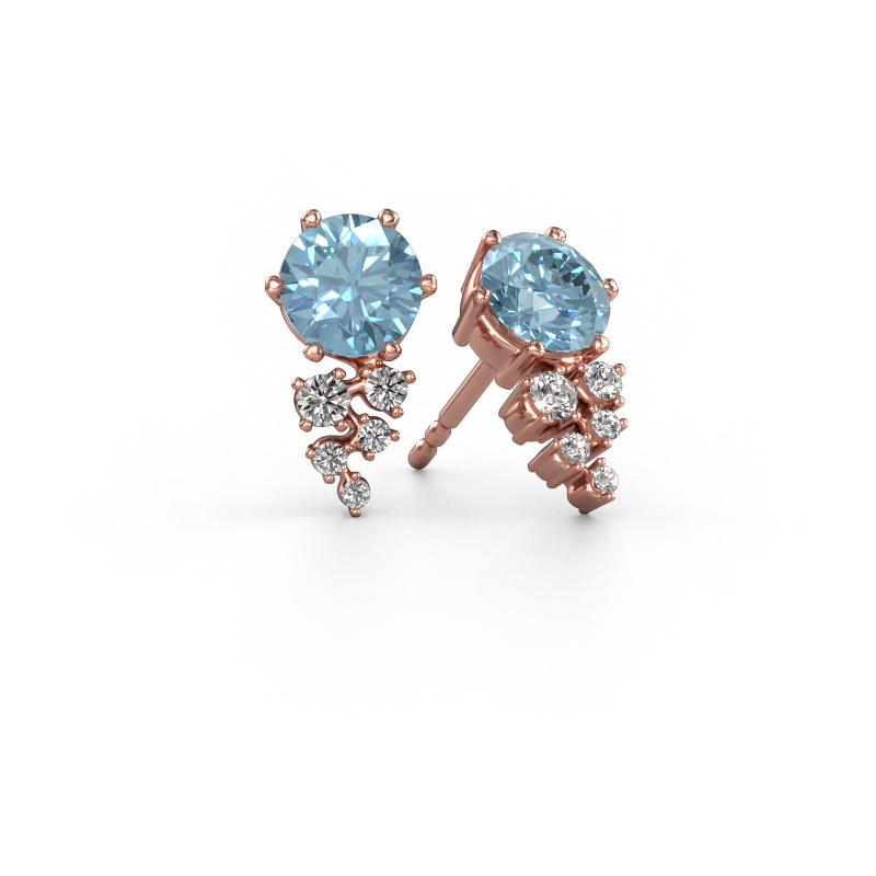 Image of Earrings Royce 585 rose gold Blue lab grown diamond 6 mm