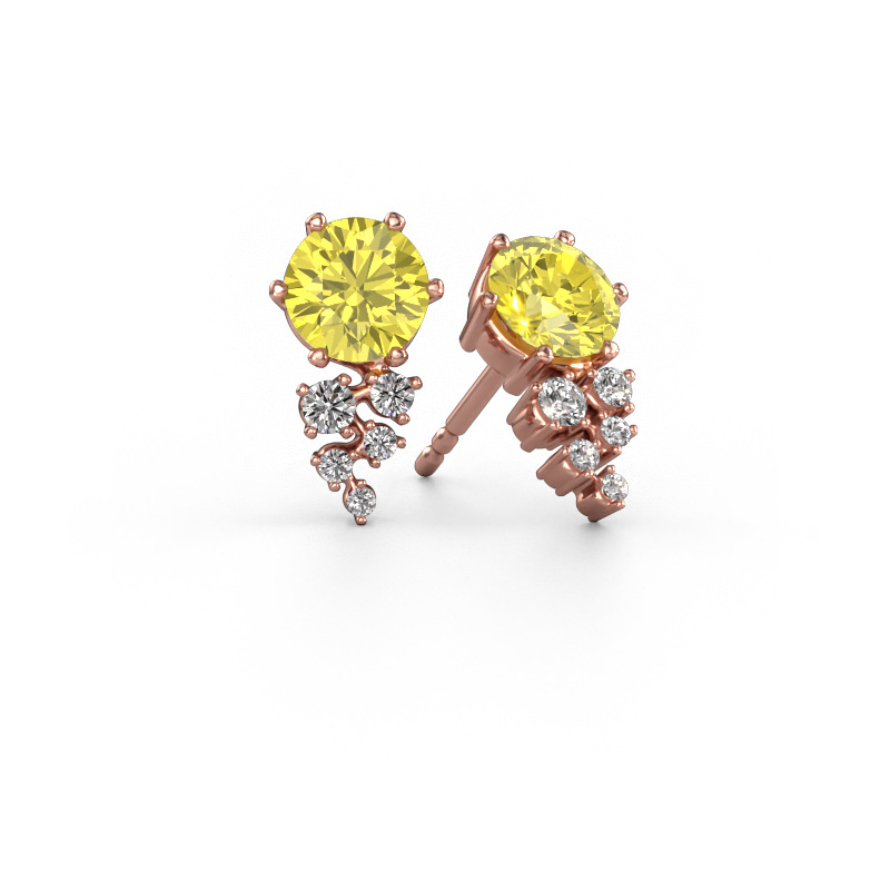 Image of Earrings Royce 585 rose gold Yellow lab grown diamond 6 mm