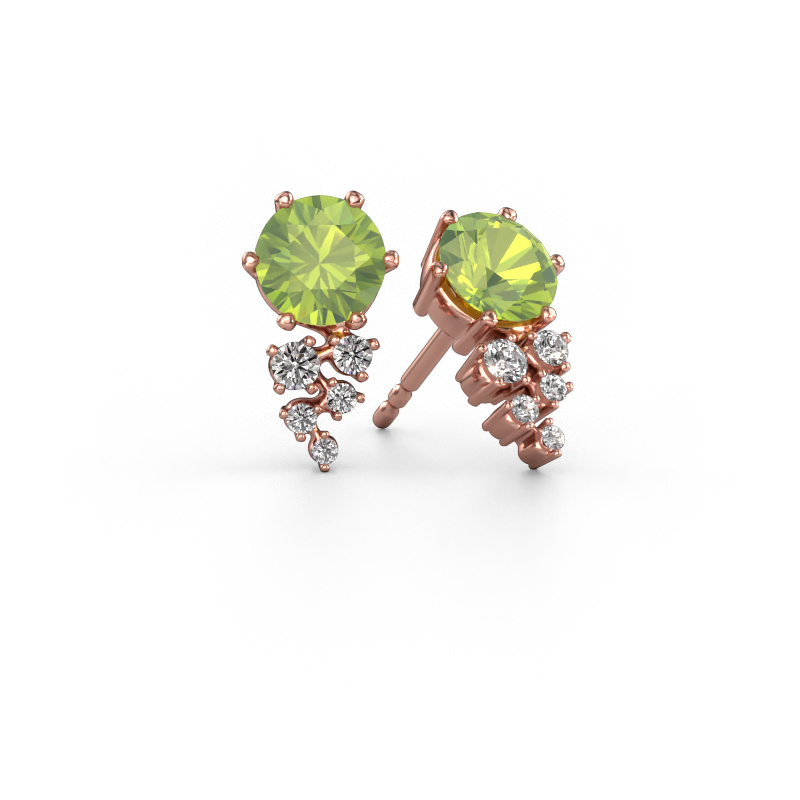 Image de Boucles d'oreilles Royce 585 or rose Péridot 6 mm