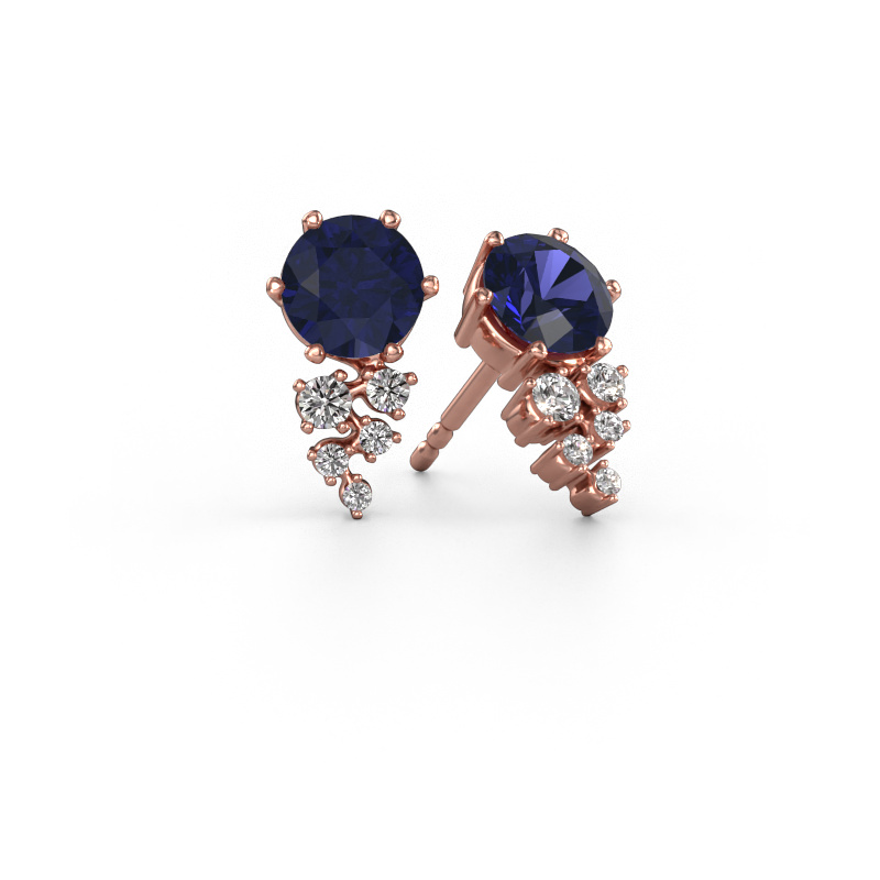 Image of Earrings Royce 585 rose gold Sapphire 6 mm