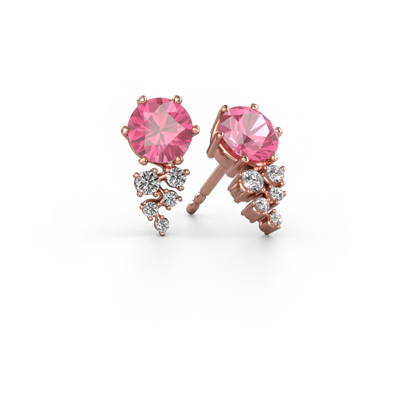 Image of Earrings Royce 585 rose gold Pink sapphire 6 mm