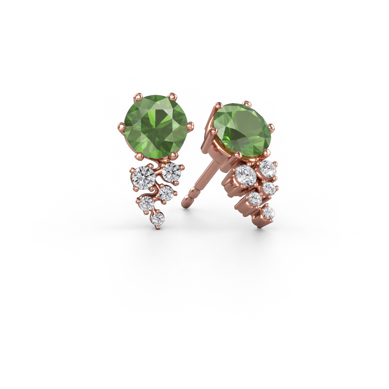 Image of Earrings Royce 585 rose gold Tourmaline green 6 mm