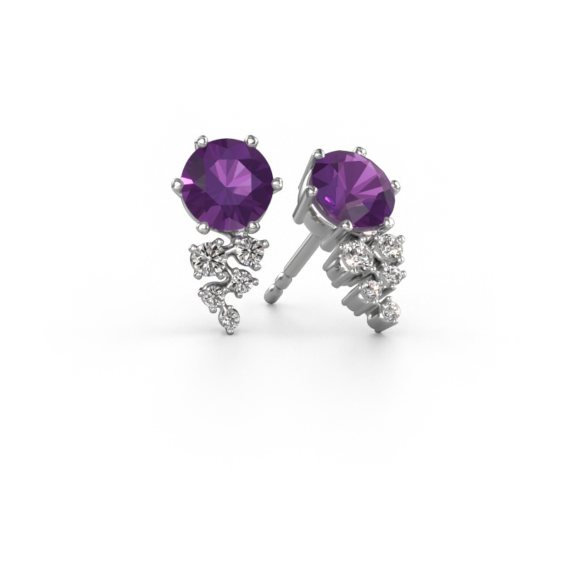 Image of Earrings Royce 585 white gold Amethyst 6 mm