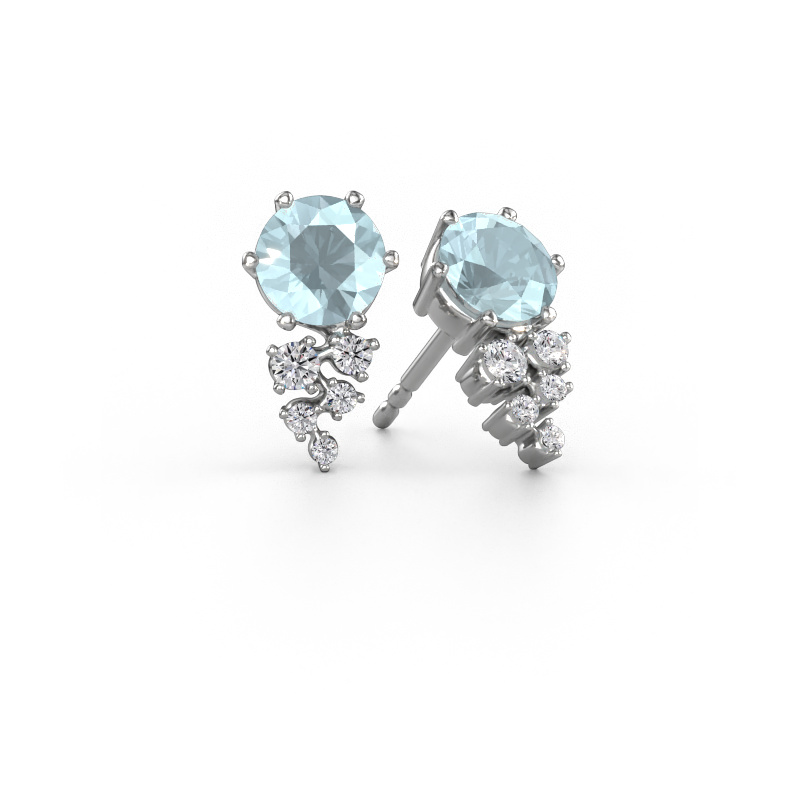 Image of Earrings Royce 585 white gold Aquamarine 6 mm