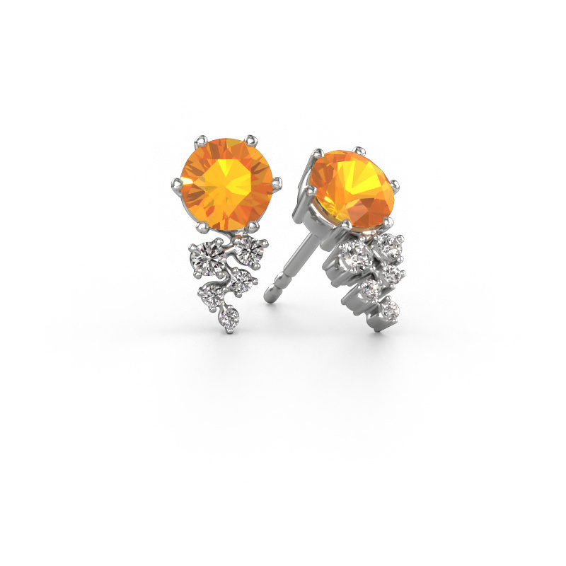Image of Earrings Royce 585 white gold Citrin 6 mm