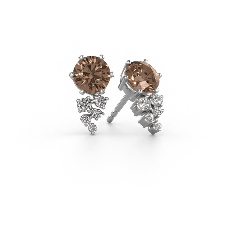 Image de Boucles d'oreilles Royce 585 or blanc Diamant brun 1.779 crt