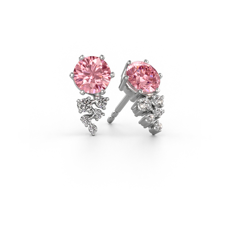Image of Earrings Royce 585 white gold Pink lab grown diamond 6 mm