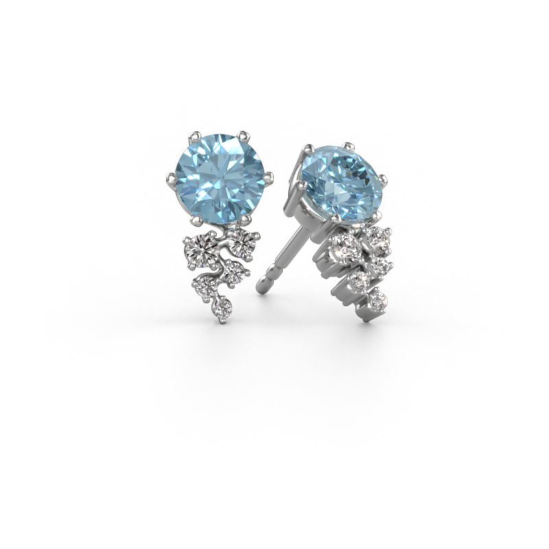 Image of Earrings Royce 585 white gold Blue lab grown diamond 6 mm